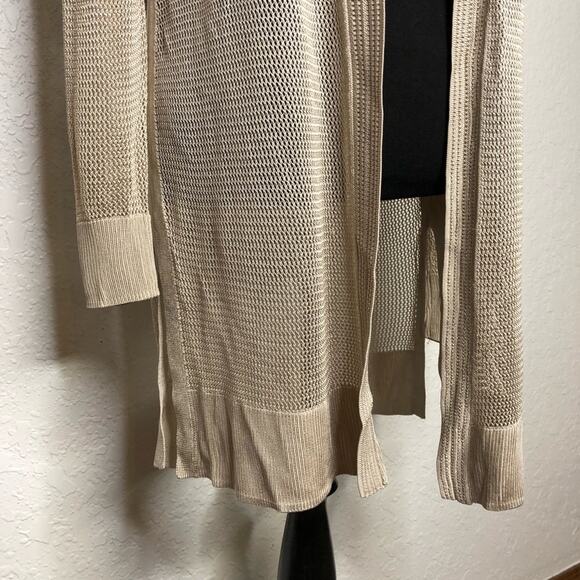 WHBM champagne open front open knit long cardigan size Extra Small XS - Picture 4 of 14
